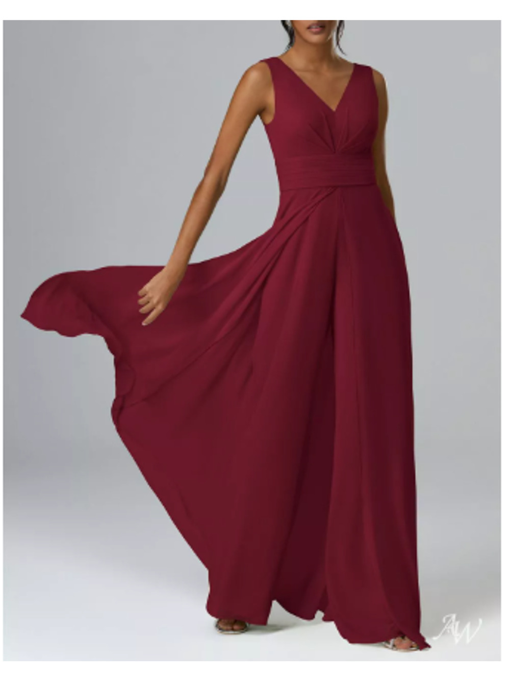 AW BRIDAL 4 S jester red Plaoido chiffon formal party wedding jumpsuit NEW 0B7